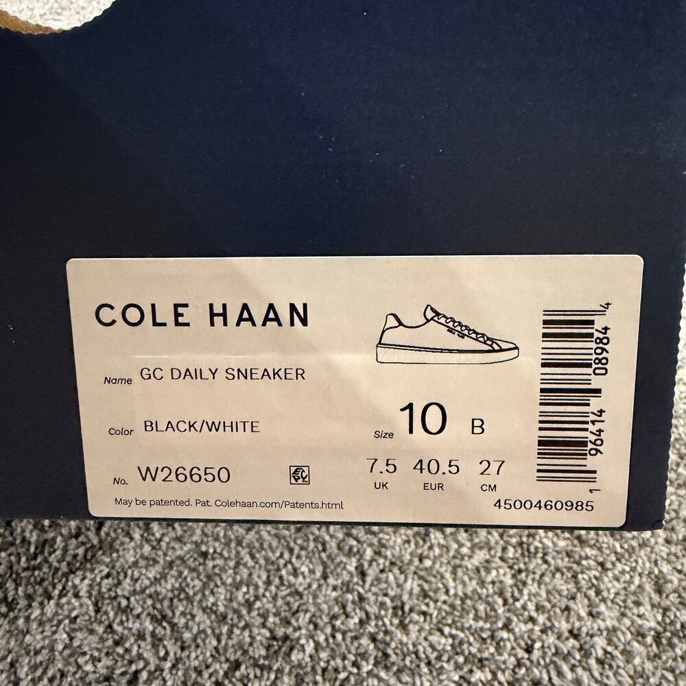 New in box, Cole Haan Grand Crosscourt Daily Sneaker, Black, Women's 10, W26550 - Picture 4 of 7
